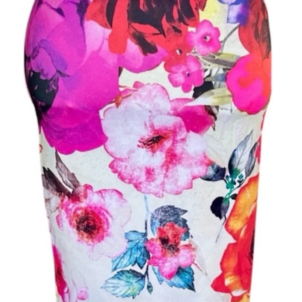 Material Girl Floral Stretch Midi Skirt Summer Vacation Office Brunch Size Small - Picture 3 of 3